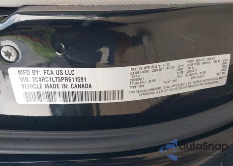 2023 Chrysler Pacifica Hybrid Touring L z USA, uszkodzony, nr VIN 2C4RC1L75PR611591